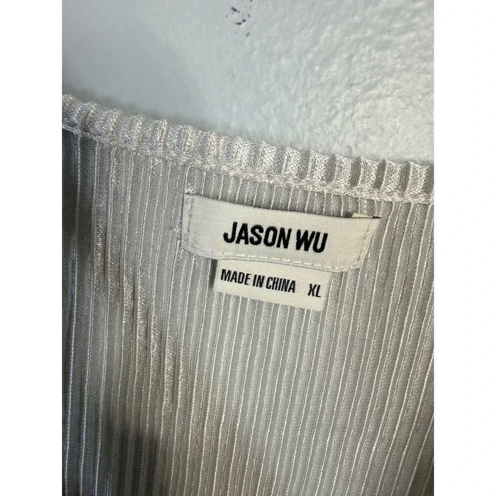 Jason Wu Womens XL Silver Pleated Pajama‎ Set Camisole and Shorts Loungewear